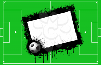 Grunge football pitch background with space for text