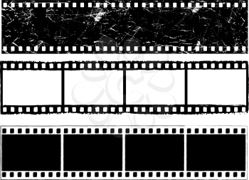 Various designs of grunge styled film strips