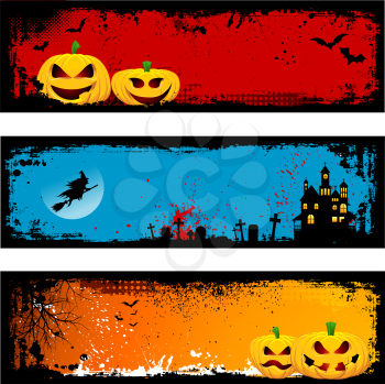 Collection of three grunge Halloween backgrounds