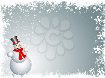 Snowman on a snowy background