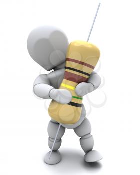 3D Render of a Man With A Resistor