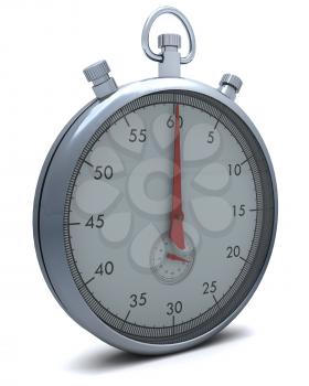 3D render of a Traditional chrome stop watch