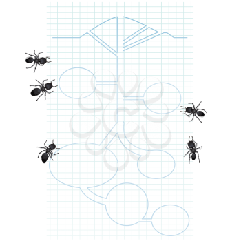 Royalty Free Clipart Image of Ants on Graph Paper