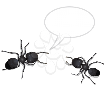 Royalty Free Clipart Image of Ants and a Speech Bubble