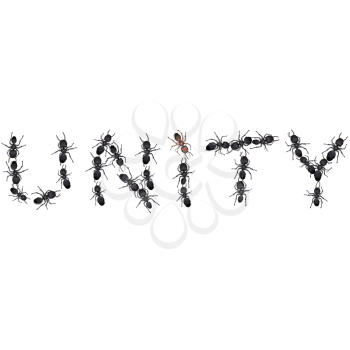 Royalty Free Clipart Image of Ants Spelling the Word Unite
