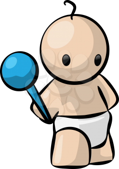 Royalty Free Clipart Image of a Baby With a Rattle