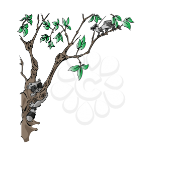 Royalty Free Clipart Imgae of Animals, in a Tree