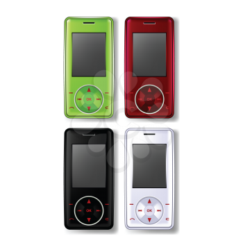 Royalty Free Clipart Image of Four Cellphones