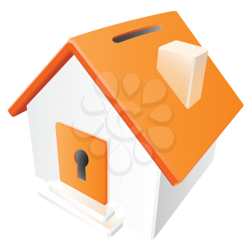 Royalty Free Clipart Image of a House With a Slot on the Top