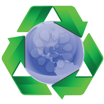 Royalty Free Clipart Imgae of a Recycling Symbol Around The World