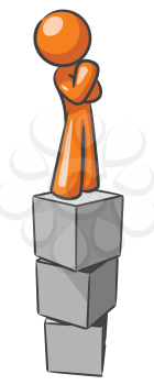 Royalty Free Clipart Image of a Person on Blocks Thinking