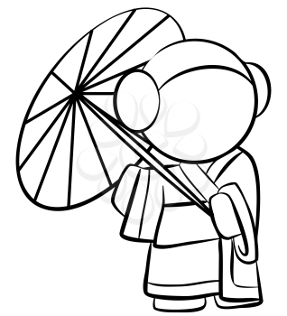 Royalty Free Clipart Image of a Geisha Girl With a Parasol