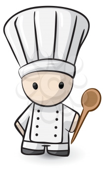 Royalty Free Clipart Image of a Chef With a Spoon