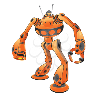 Royalty Free Clipart Image of a Large Orange Robot