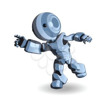 Royalty Free Clipart Image of a Running Robot