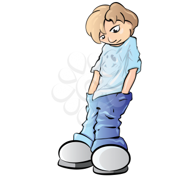 Royalty Free Clipart Image of a Little Boy Looking Sad