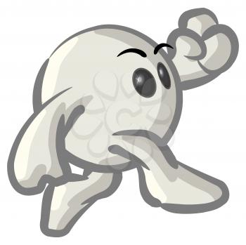 Royalty Free Clipart Image of a Round Character Running