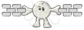 Royalty Free Clipart Image of a Round Character Holding Bricks