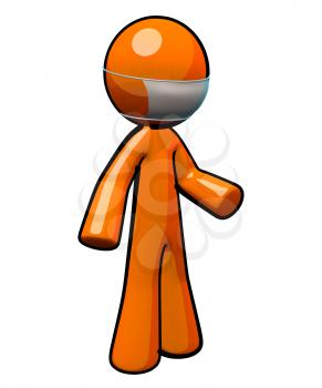 Royalty Free Clipart Image of an Orange Man Wearing a Mask