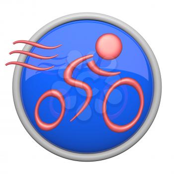 Blue bike riding icon, health and fitness symbol.
