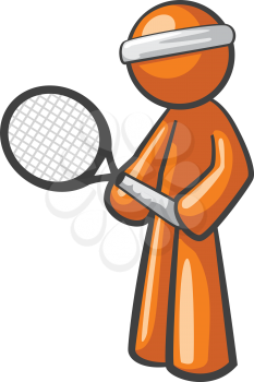 Orange Man tennis player, ready for the next big game.