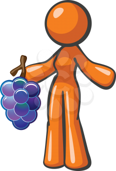 Royalty Free Clipart Image of a Woman Holding Grapes
