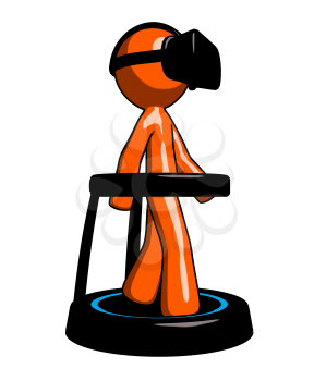 Virtual reality orange man with headset 