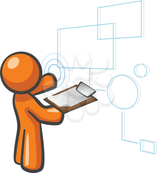 Orange Man databases concept, organizing/managing data and content.
