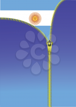 Royalty Free Clipart Image of a Zipper over an Argentinian Flag