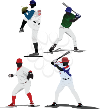 Royalty Free Clipart Image of Four Baseball Players
