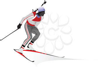 Royalty Free Clipart Image of a Biathlon Competitor