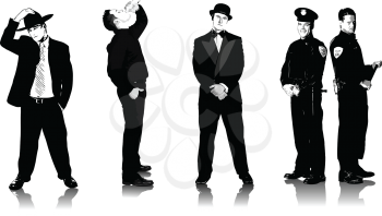 Royalty Free Clipart Image of Five Men