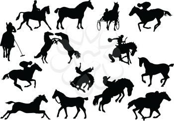 Royalty Free Clipart Image of Horses and Riders