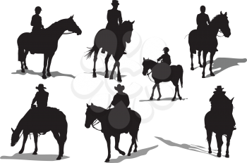 Royalty Free Clipart Image of Horses and Riders