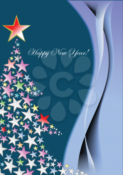 Royalty Free Clipart Image of a New Year's Greeting With a Christmas Tree