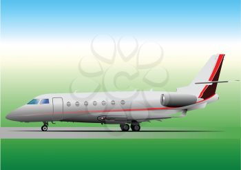Royalty Free Clipart Image of a Plane on a Runway