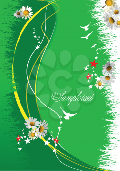 Royalty Free Clipart Image of a Summer Background With Daisies
