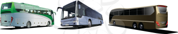 Royalty Free Clipart Image of Three Buses