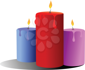 Royalty Free Clipart Image of Three Candles