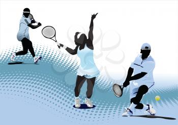 Royalty Free Clipart Image of Tennis Players