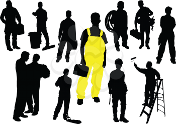 Royalty Free Clipart Image of Twelve Workers