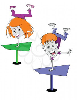 Royalty Free Clipart Image of Two Cartoon Children
