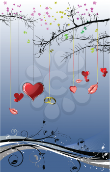 Royalty Free Clipart Image of a Heart and Lip Tree