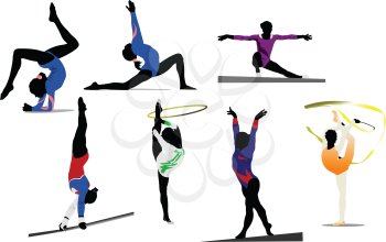 Royalty Free Clipart Image of a Group of Gymnasts