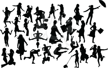 Royalty Free Clipart Image of  Women in Action Silhouettes