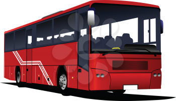 Royalty Free Clipart Image of a Red City Bus