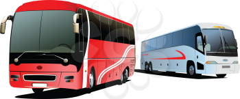Royalty Free Clipart Image of Two Buses