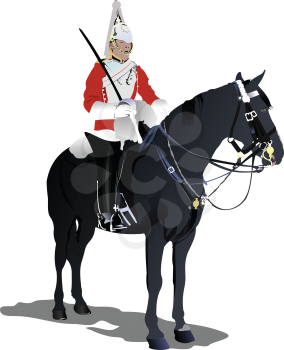 Royalty Free Clipart Image of a London Guard on a Horse