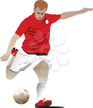 Royalty Free Clipart Image of a Soccer Player With a Ball With Stars