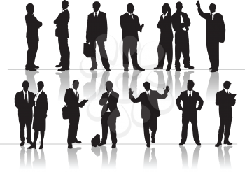 Royalty Free Clipart Image of Businesspeople in Silhouette
